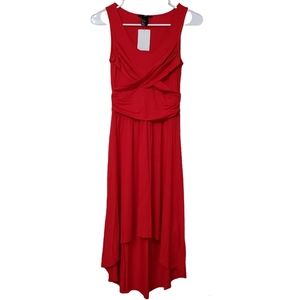 H&M Red Jersey Knit Sleeveless Stretch High Low Dress Size XS NWT